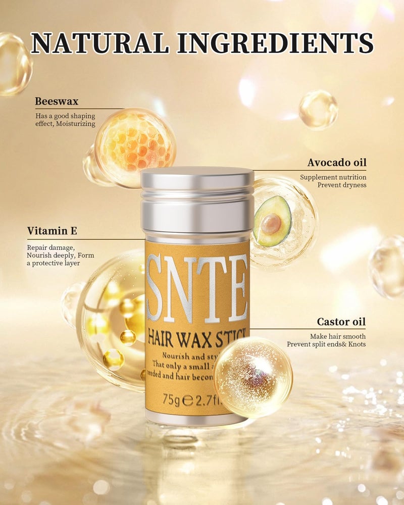 Samnyte Slick Back Hair Brush & Hair Wax Stick Set - Frizz Control & Flyaway Smoothing - Sleek Ponytails, Buns, Edges - Styling Cream/Gel/Balm/Pomade Stick for Women - Styling Accessories for Girls & Kids - Image 5